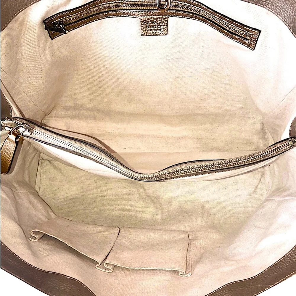 GUCCI Bella GG Canvas Leather Shoulder Bag Braided Leather Strap Bamboo Tassel